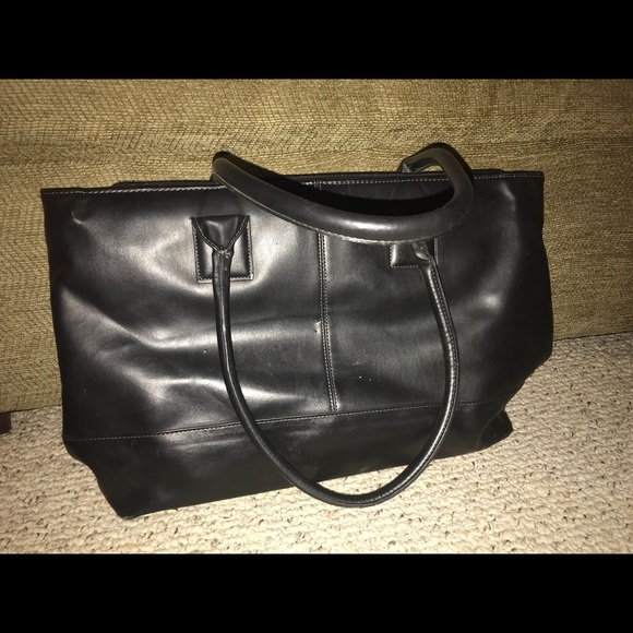 Handbags - Black leather tote - laptop bag - briefcase - bag
